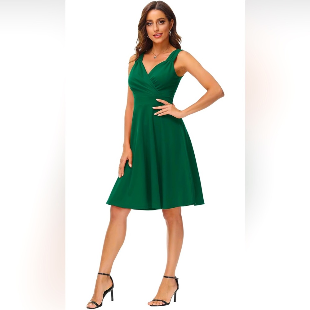 GRACE KARIN Women's Sleeveless Wrap V-Neck A-line Dress